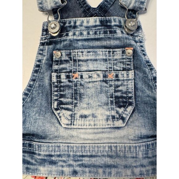 Jordache Acid Wash Denim Floral Jumper Lace Pink Flowers Vintage Size 4 5 XS - Picture 4 of 11